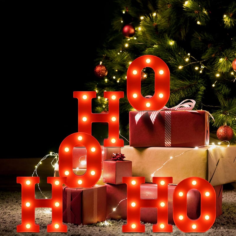 EDYCON Store Christmas Letter Lights Sign Table Decorations Christmas LED Light up Letters Battery Powered Letter for Home Bar Party Bedroom Tabletop Indoor Decor Gift(HOHOHO) - Image 3